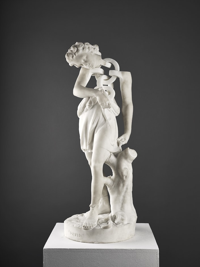 David 2013 19th Century marble figure with further carving 70 x 30 x 30 cm